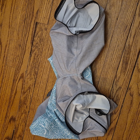 Maui Nix Swim Trunks Board Surf Shorts Men's Sz 34 Teal White Taupe Laced Floral - Picture 7 of 10